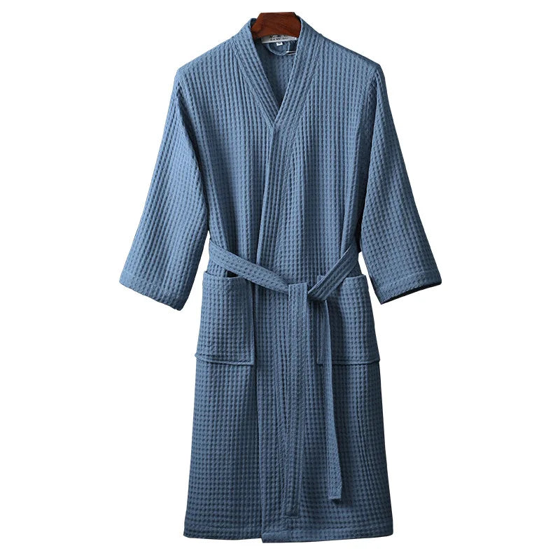 Cotton Bathrobe Spring/summer Thin Morning Robe Long Waffle Hotel Beauty Salon Bathrobe Women Sleepwear Sexy Pajamas Bath Robes