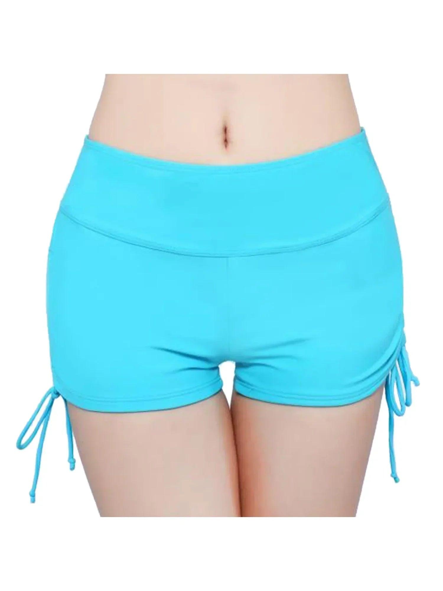 2025 new fashion women’s swim shorts high waist sides drawstring stretch sports boyshorts bathing suit tankini bottoms