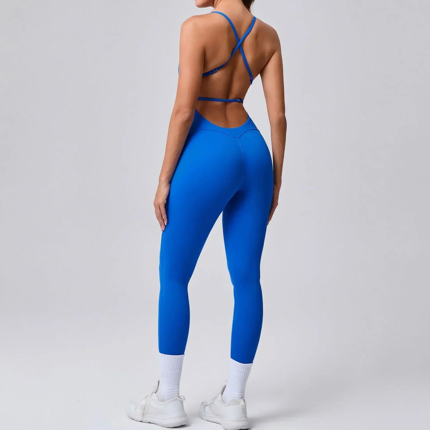 Seamless Yoga Jumpsuits Sports Fitness Cross Straps Beauty Back Peach Hip Raise Tight One-piece Gym Workout Tracksuits for Women