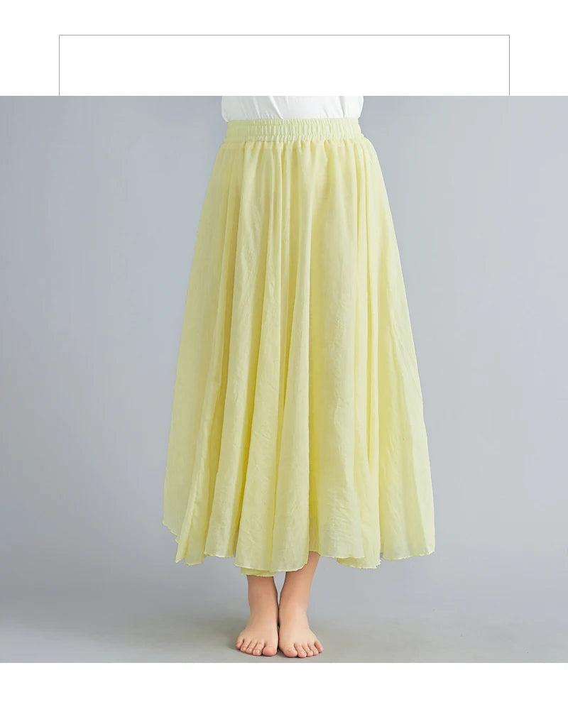 Fashion cotton linen clothes women skirts maxi y2k elegant beach saia ropa mujer casual vestido boho long skirt faldas