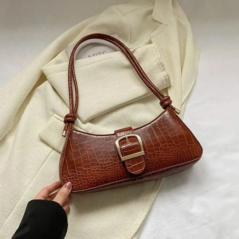 Women Stylish PU Leather Sling Bag Solid Colour Zipper