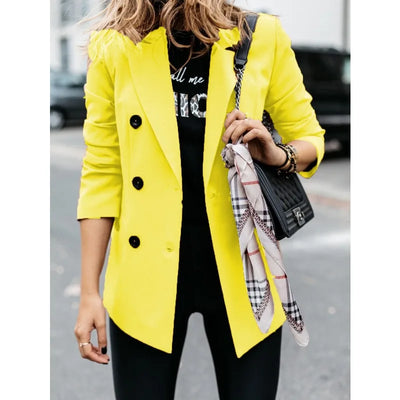 Autumn Winter Women Blazer Top Office Lady New 2025 Fashion Long Sleeve Lapel Collar Button Loose Suit Coat Jacket Outwear