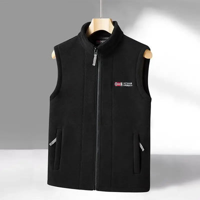 Outerwear Fleece Vest Men Autumn Winter Sleeveless Fleece Jacket Solid Color Warm Vest Outdoor Casual Fashion Hiking Polar Suit