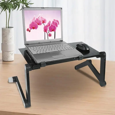 Adjustable Portable Laptop Desk Stand Metal Ergonomic Lapdesk For TV Bed Sofa PC Notebook Table Desk Stand With Mouses Pad