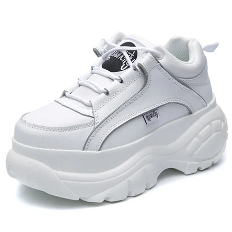 2025 Designer Women Platform Casual Buffalo Sneakers Low-top Light 6cm Sole Breathable Shoes Outdoor White Tennis Lace-up - Elanique