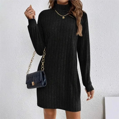 Women's Dress 2025 New Autumn And Winter Knitted Casual Long-sleeved High-neck Loose And Comfortable Women Dresses Streetwear