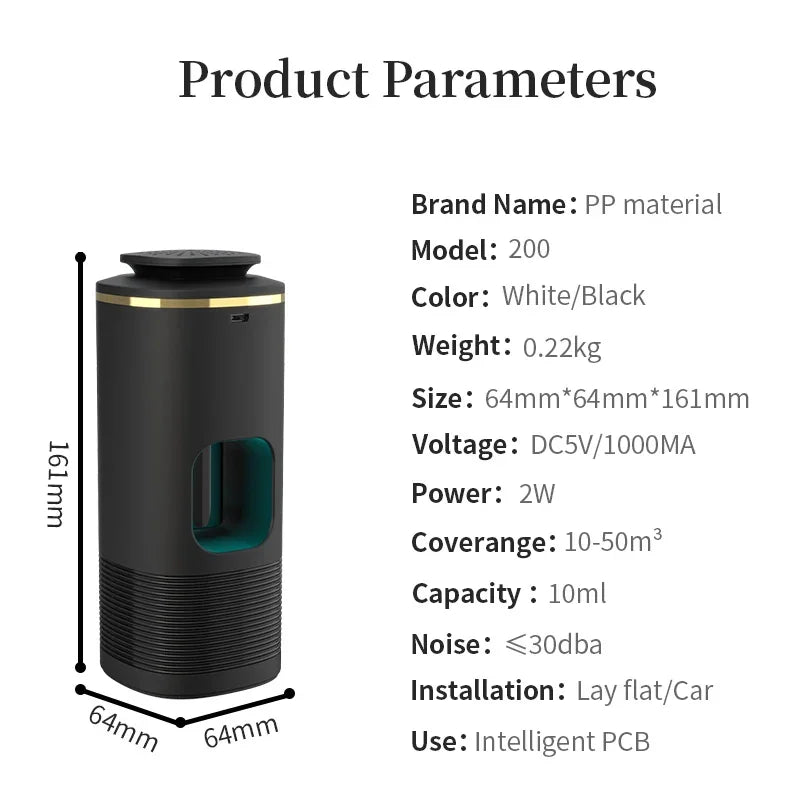 Car Aroma Diffuser Covers 50m³ Essential Oil Diffuser Low Noise Air Freshener Purifier Aroma for Home Appliance Small Places
