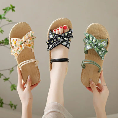 2025 New Floral Flip Flops for Women - Fashion Flat Sandals, Non-Slip Summer Slides for Beach/Outdoor, Trendy Ladies Casual Shoe