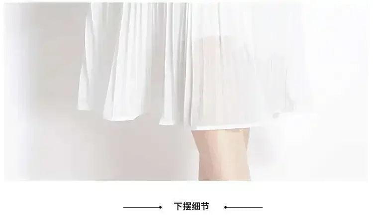 Luxury evening dress women summer vacation short sleeve pleated lace chiffon long dresses white single breasted midi