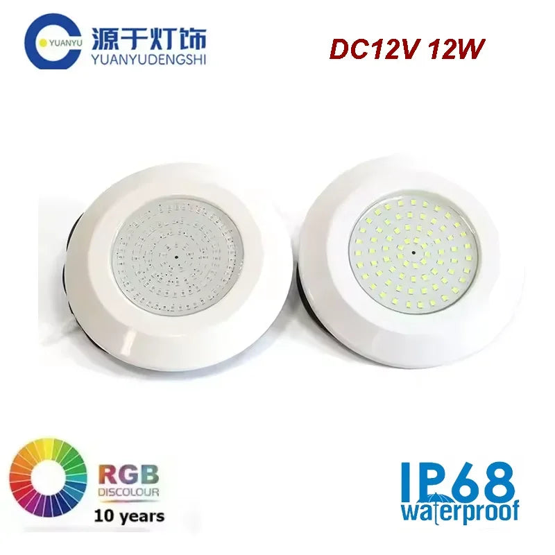 LED Submersible Swimming Pool Lights 12W Multiple Color Resin Filling Underwater Spotlight DC12V Warm White Blue Cold White
