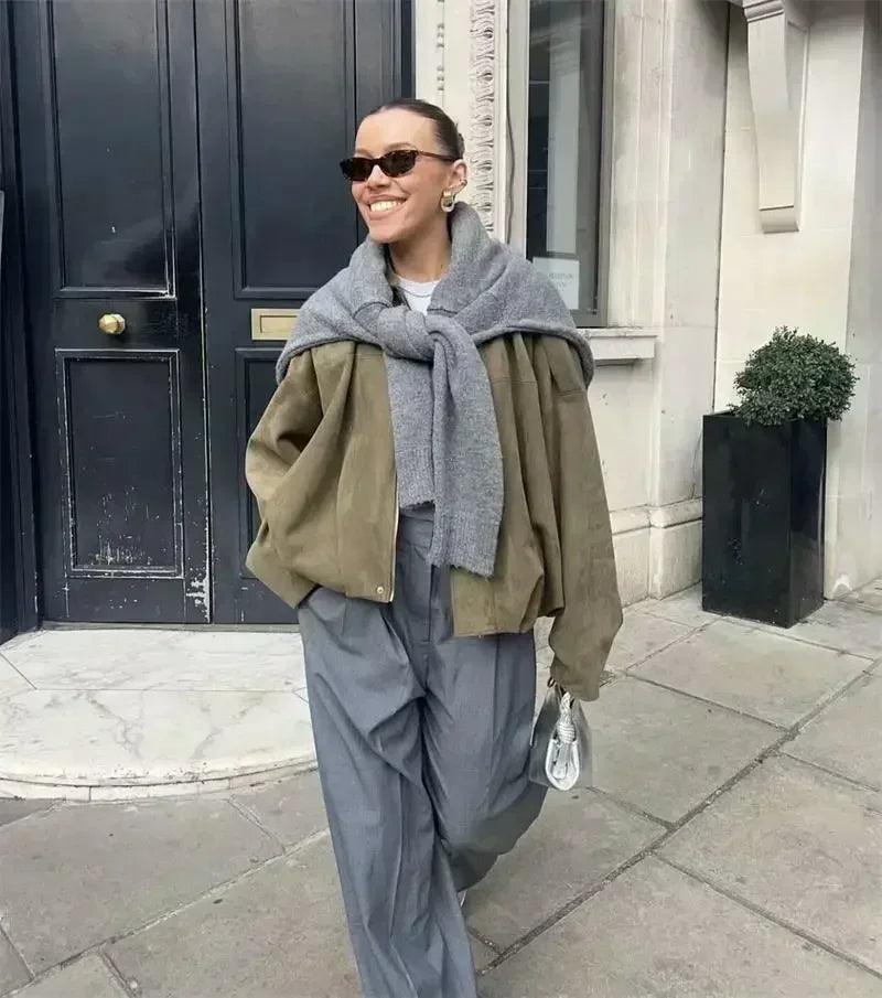 Women’s jackets spring chic elegant outerwear loose warm coat youth fashion