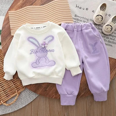 Cartoon Rabbit Long-Sleeved Sweater Two-Piece Baby girl clothes | Children's Spring and Autumn Clothes'