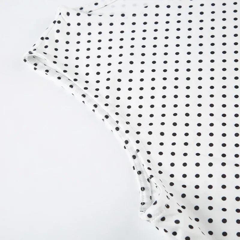 Sleeveless short dot print women dresses slim fit elegant simple office lady trendy clothes