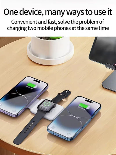 Wireless Charger 3 in 1 Charging Station for iPhone 15/14/13/12 Series Travel Charger for Multiple Devices for AirPods 3/2/Pro A