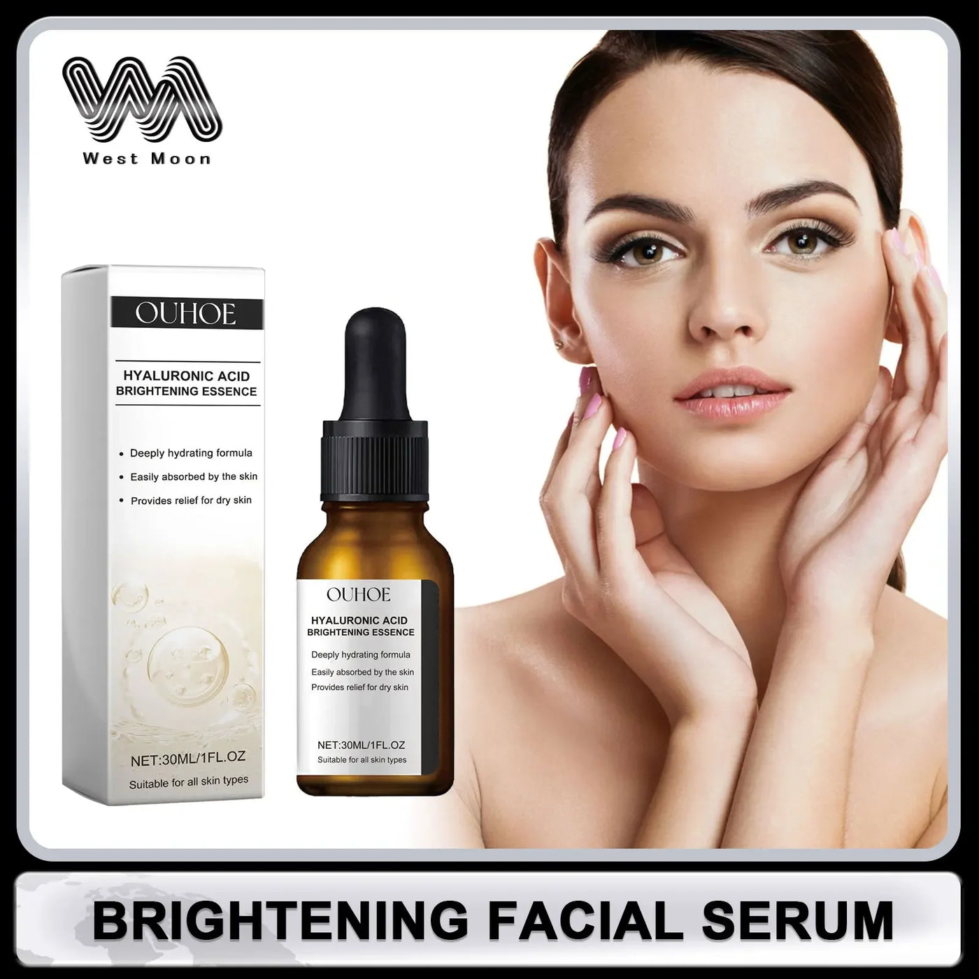 Hyaluronic Acid Face Serum Shrink Pores Brightening Skin Rejuvenation Eye Bags Removing Dark Circles Moisturizing Facial Essence