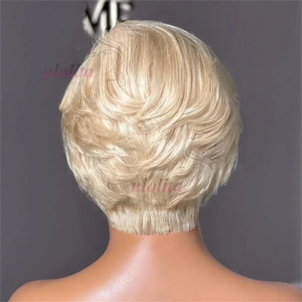 Short Hair 613 Blonde 180% Pixie Cut Wigs Human Hair Wig With Bangs 13x4 Lace fronta Wig Brazilian C Parted Minimalist Pixie Wig