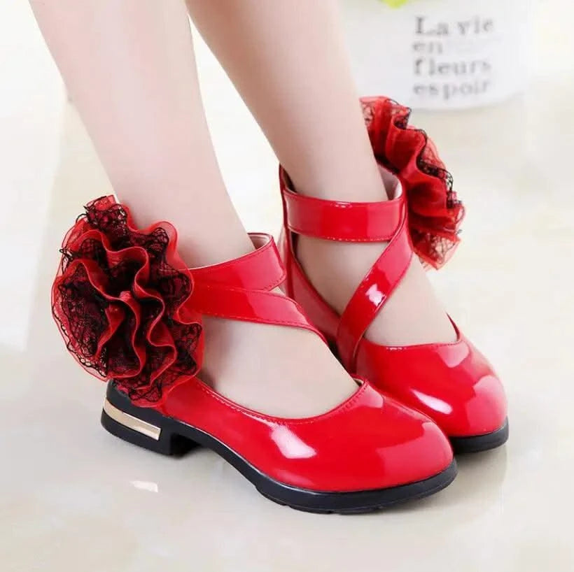 Light Heel Princess Flower Leather Shoes| Kids Girls Fashion Shoes | Children's Shoes |Party | Dress | Wedding | Dance