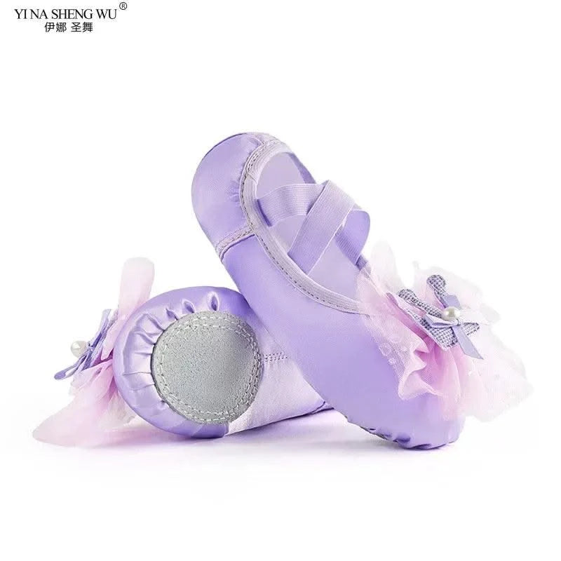 Ballet Dance Shoes for Children's Ballet Latin Dance Soft Sole Slippers Children Dance Practise Ballerina Crown Training Shoes