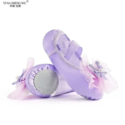 Ballet Dance Shoes for Children's Ballet Latin Dance Soft Sole Slippers Children Dance Practise Ballerina Crown Training Shoes