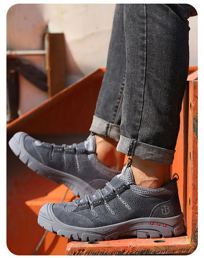 Men's safety shoes are impact resistant, puncture resistant, soft, comfortable, breathable, non slip, and lightweight work shoes