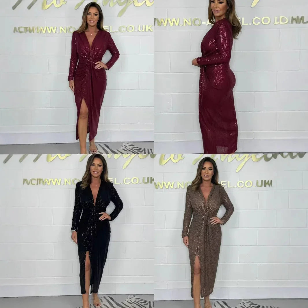 Elegant Deep V Neck Bodycon Dress for women