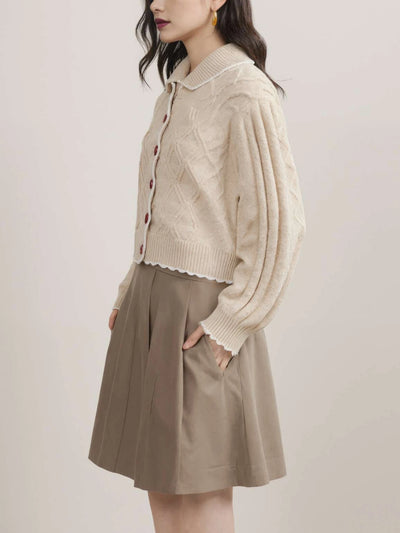 Autumn and Winter New Knitted Jacket for Women, Casual Simple Chic Versatile Sweater for Women, Jacquard Lapel Knit Cardigan, Women's Clothing for Outings and Dates