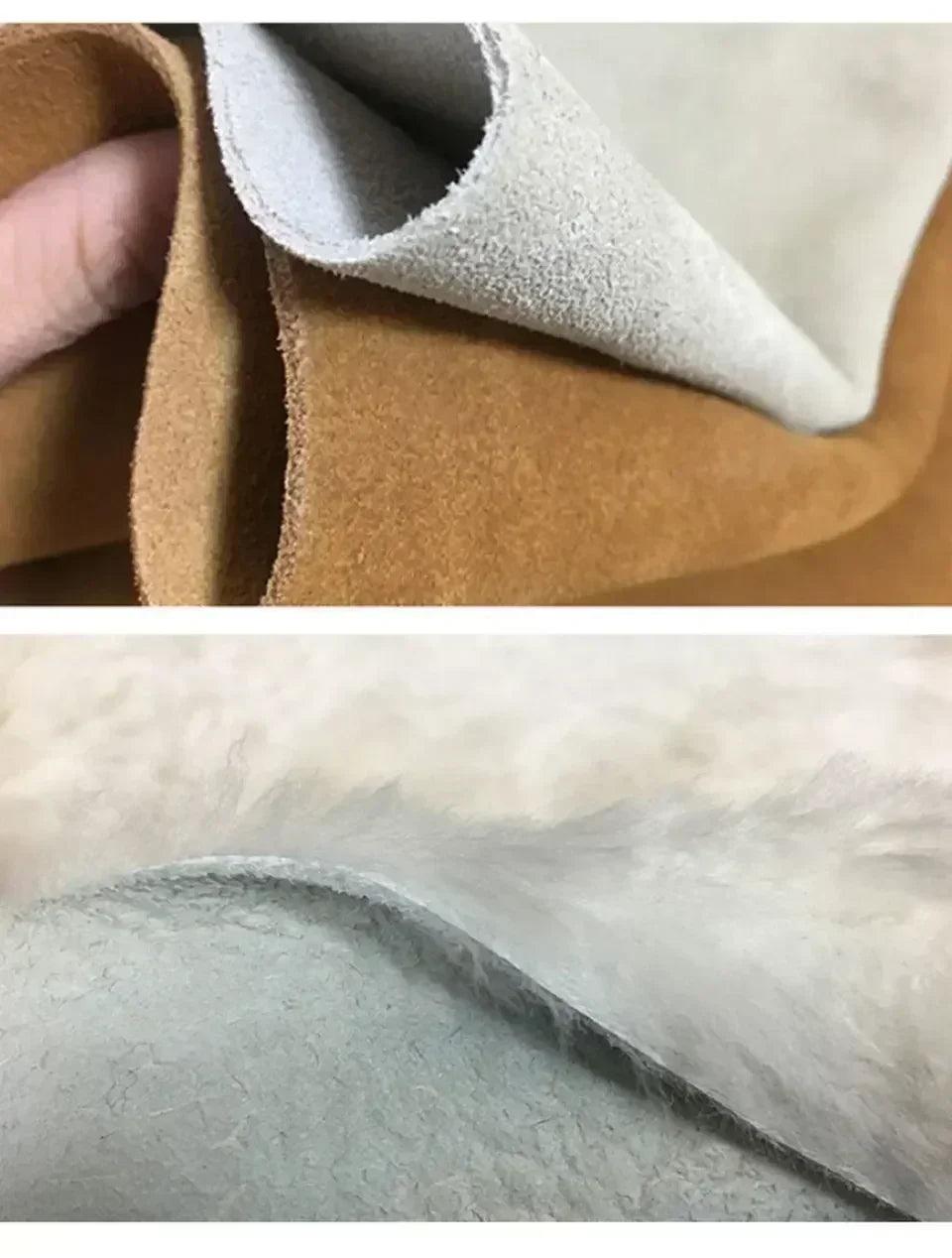 Fur ankle boots women’s cow suede loafers high quality 2025 winter flat shoes integrated warm snow