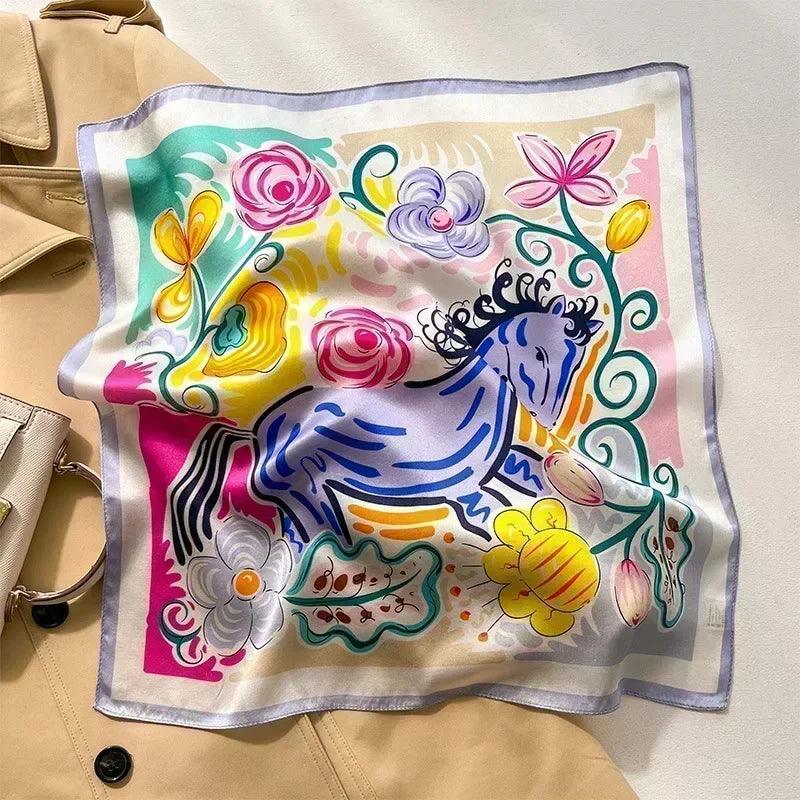 100% real silk square neck tie shawls scarf women female hijab bandana