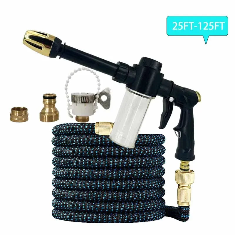 Expandable Flexible Garden Hose with High Pressure Nozzle Water Gun – Ideal For Irrigation, Patio Cleaning & Vehicle Washing
