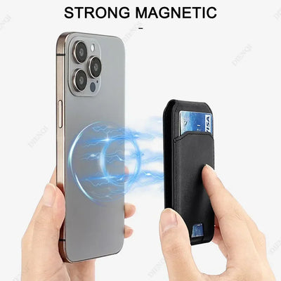Magsafe Card Wallet Phone Stand PU Leather Magnetic Card Holder  Phone Cases Bracket Stand with Kickstand for IPhone 13/14/15/16