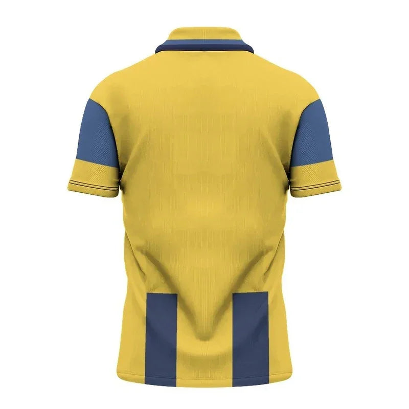 Fashion Striped Graphic Football Polo Shirts For Men Summer Trendy Sports 3D Printed V Neck Polo Loose Breathable Polo Shirt