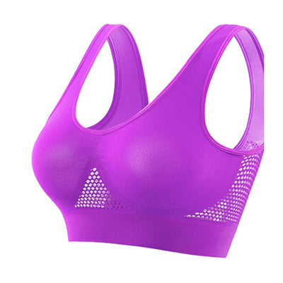 Breathable Sports Bra Top Fitness Women Brassiere Removable Padded Sport Bra Running Gym Seamless Push Up Bras