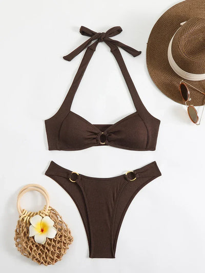 Sexy Women's Swimsuit 2025 Summer Bikini Two-piece Swimwear for Woman Beachwear Halter Bikinis Sets Swimming Beach Bathing Suits