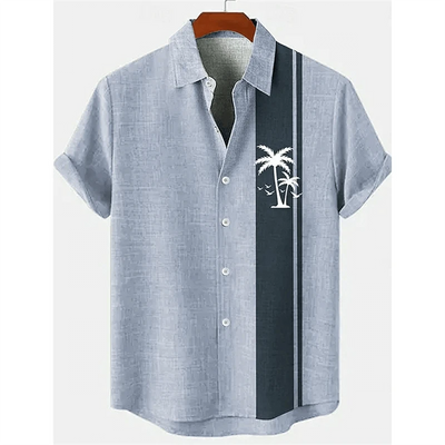 2025 linen men's shirt short sleeved new men's shirt fashionable casual street outdoor shirt linen - Elanique