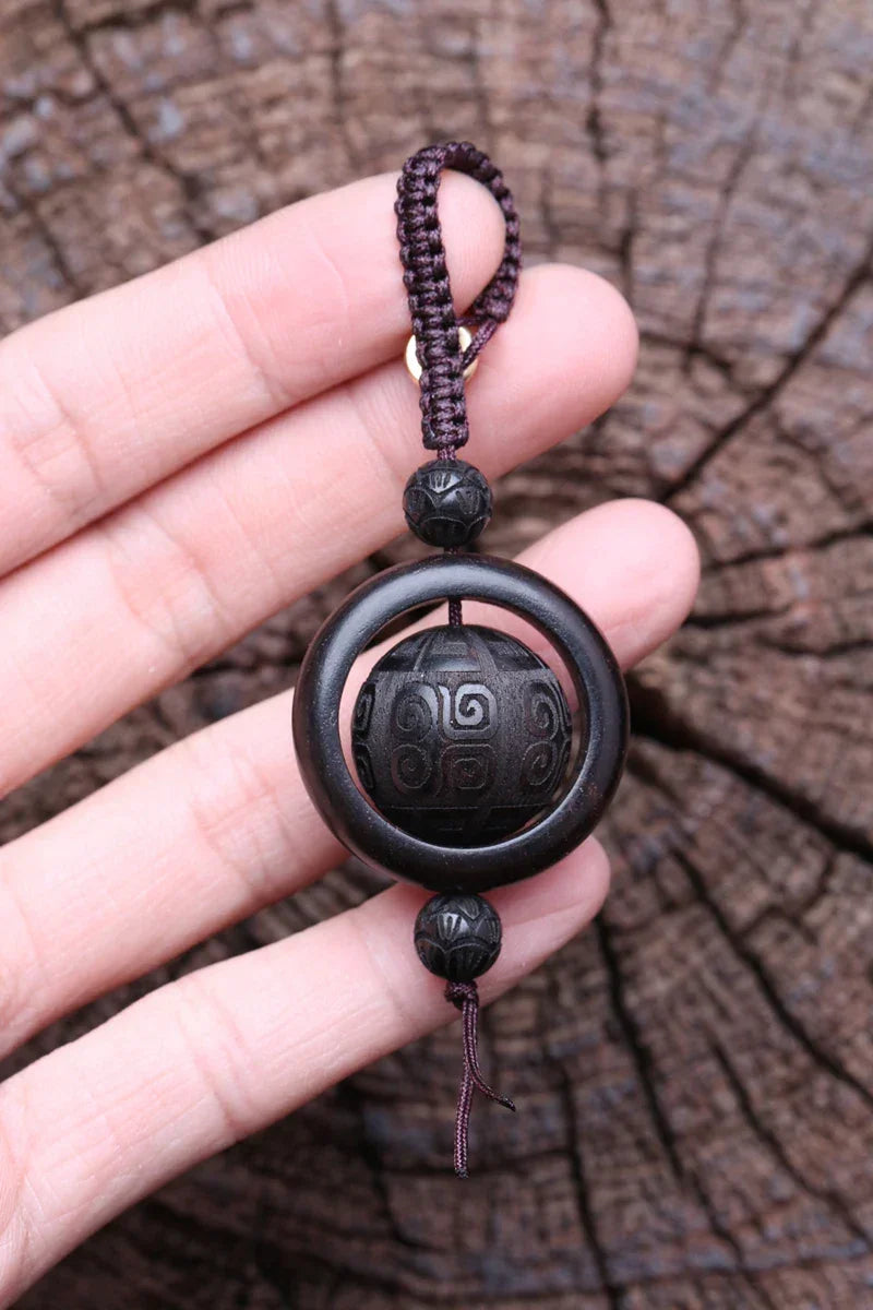 Handmade Original Tibetan Buddhism Ebony Keychain Handmade Retro Wooden Keychain