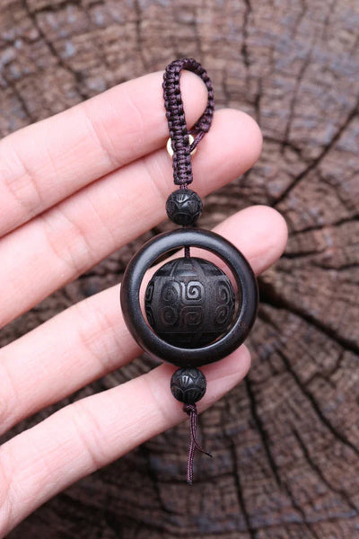Handmade Original Tibetan Buddhism Ebony Keychain Handmade Retro Wooden Keychain