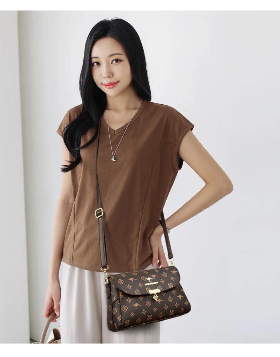 Genuine brand luxury handbags women bags designer women’s vintage monogram print handbag top-handle crossbody design