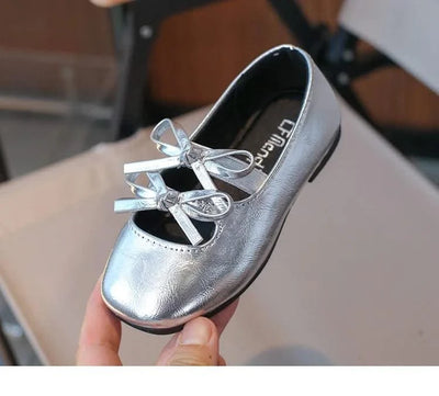Autumn Children's Fashion Causal Black Ballet Shoes Solid Color Bowknot Elegant Girl Princess Shoes New Kids Leather Shoe