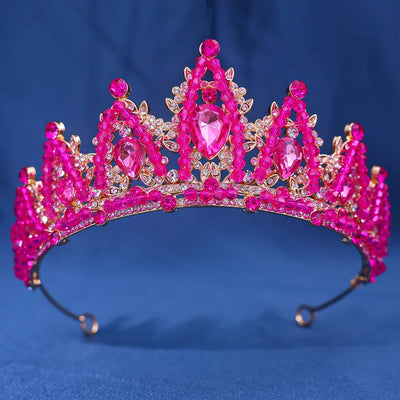 Handmade designer Crystal Crown Hair Accessories Tiara For Women Party Red Purple Rhinestone Bridal Crown New Hair Jewelry