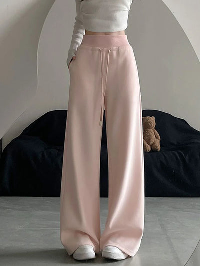 Black Sweatpants for Women Autumn High Waist Drawstring Loose Wide Leg Pants Y2K Fashion Streetwear All Match Jogging Trousers