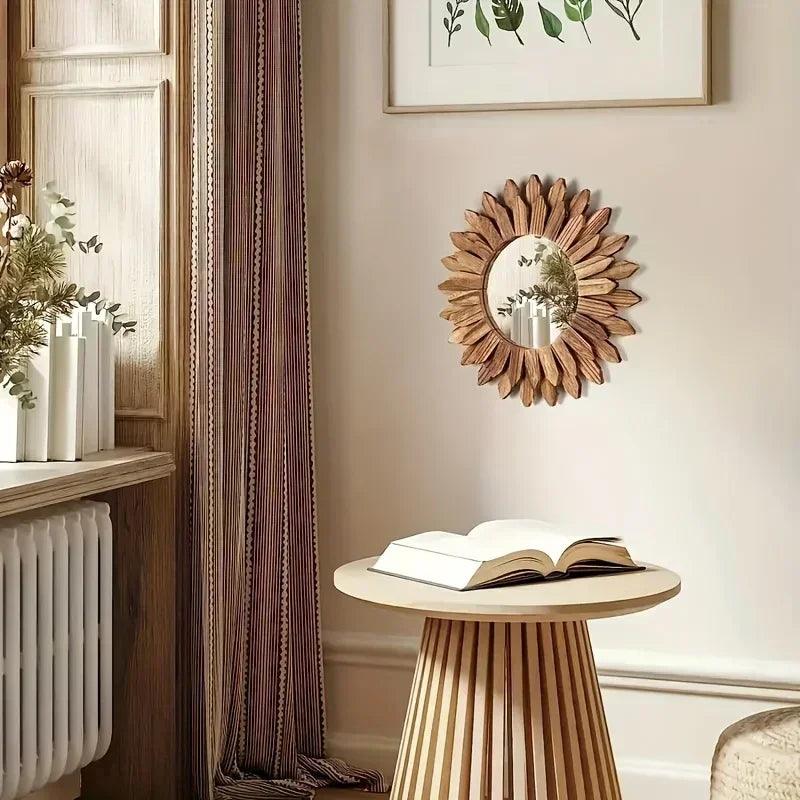 Sunflower decorative mirror wall wooden bedroom living room decoration home