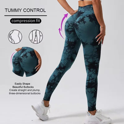 Tie Dye Seamless Leggings For Women High Waist