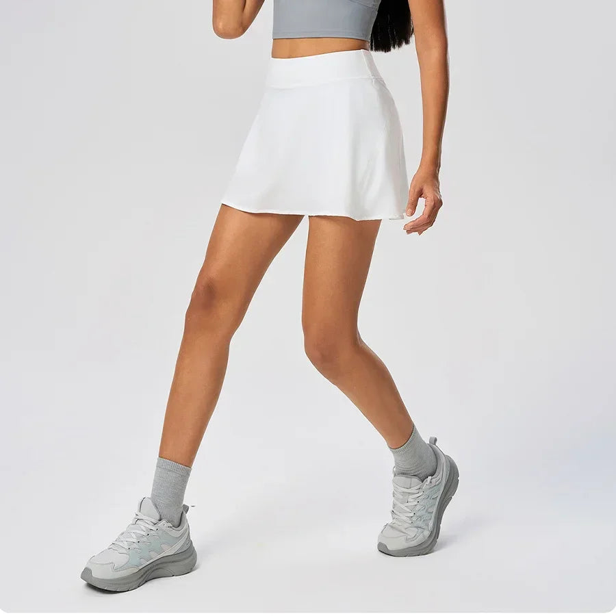 Women Sports Skorts High Waist Tennis Skirt With Pocket Fitness Running Athletic Golf Culotte Gym Sportswear Shorts