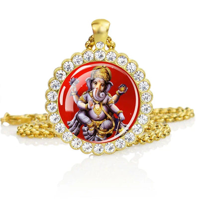 Hinduism Necklace Ganesha Goddess Kashmi Vishnu Rhinestone Pendant Shiva Amulet Charms Necklaces Women Indian Buddhism Jewelry