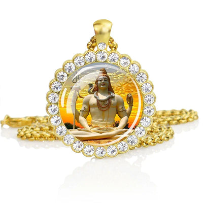 Hinduism Necklace Ganesha Goddess Kashmi Vishnu Rhinestone Pendant Shiva Amulet Charms Necklaces Women Indian Buddhism Jewelry