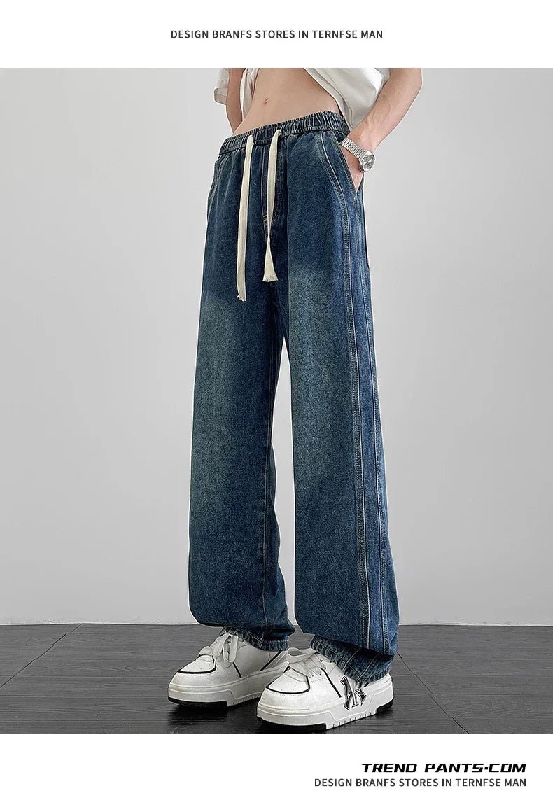 Men's denim pants American retro straight leg jeans loose and breathable suitable for daily casual street men's essential items