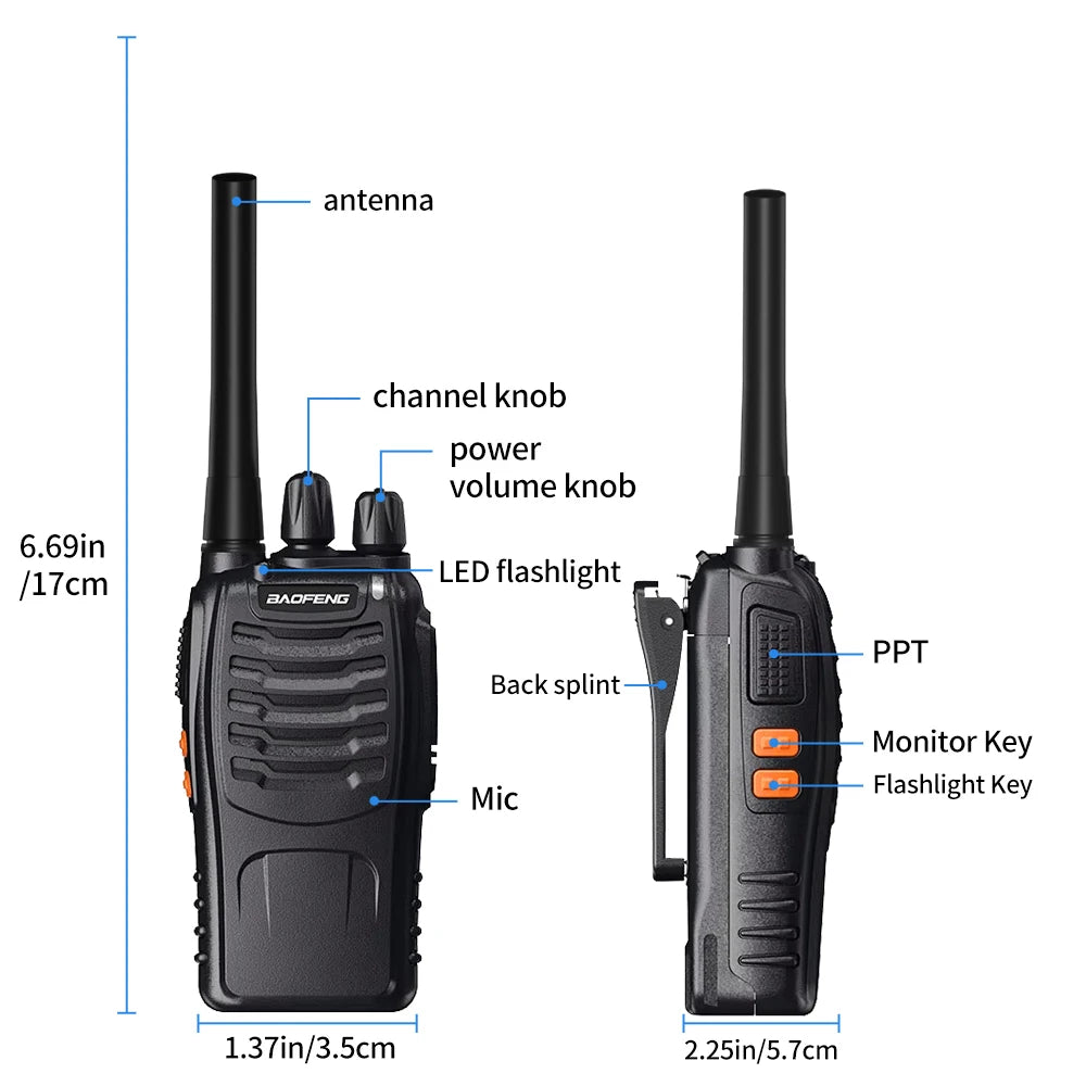 2PCS Wholesale BAOFENG BF 88E Portable Two-Way Amateur Radio Handheld Walkie Talkie Charable DMR GMRS Batteries Model BF-88E