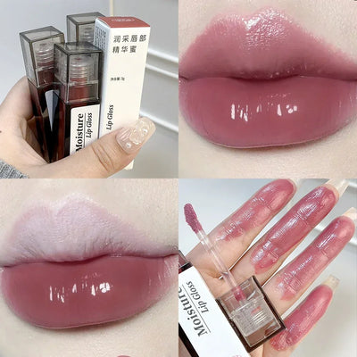 Nude Grey Mirror Jelly Lip Gloss Water Light Gloss Moisturizing Non-stick Cup Stain Lip Glaze Waterproof Lasting Makeup Cosmetic