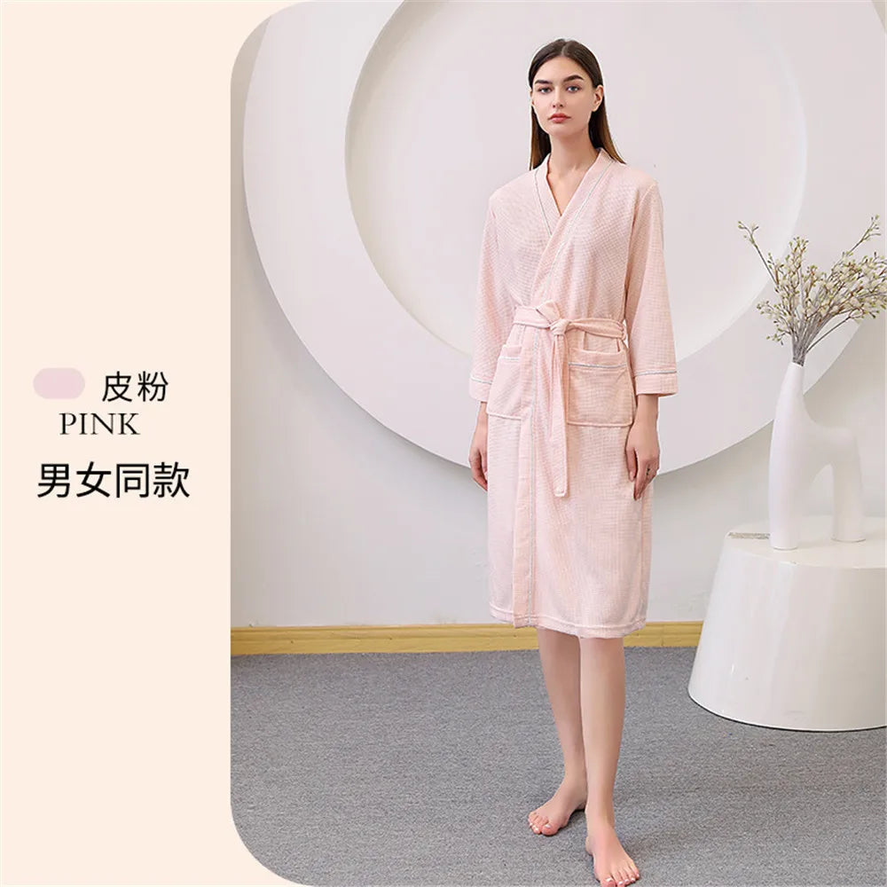 Waffle Patterned Bathrobe High Quality Water Absorption and Quick Drying Bathrobe for Couples