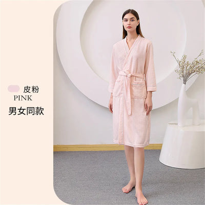 Waffle Patterned Bathrobe High Quality Water Absorption and Quick Drying Bathrobe for Couples